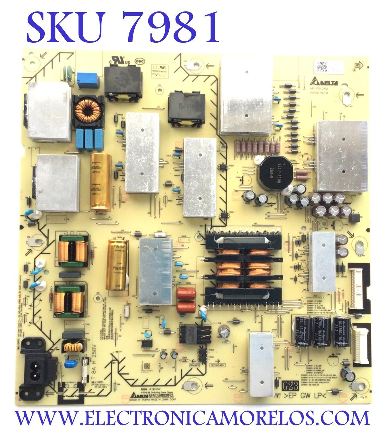 FUENTE PARA TV SONY BRAVIA / NUMERO DE PARTE 1-013-621-21 / AP-P510AM / 101362121 / 2955079704 / PANEL YDCM075DCS11 / MODELO XR-75X90K / XR75X90K